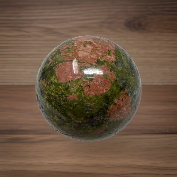 Unikite Sphere Carving Natural Stone Healing Crystal Orange Green 40mm - Picture 4 of 9